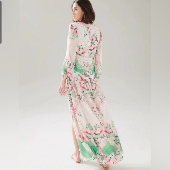 NWOT White House Black Market Floral Maxi Dress - Pink and Green - Picture 2 of 11